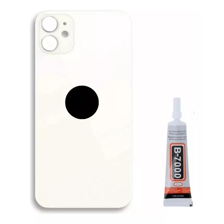 Tampa Vidro Traseira Compatível Com iPhone 11 branco + Cola 15 Ml + Nota fiscal