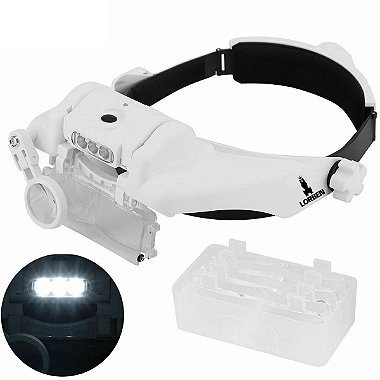 Lupa de Cabeça Lorben com 6 Lentes e 3 LEDs para Estética, Odontologia e Joalheria