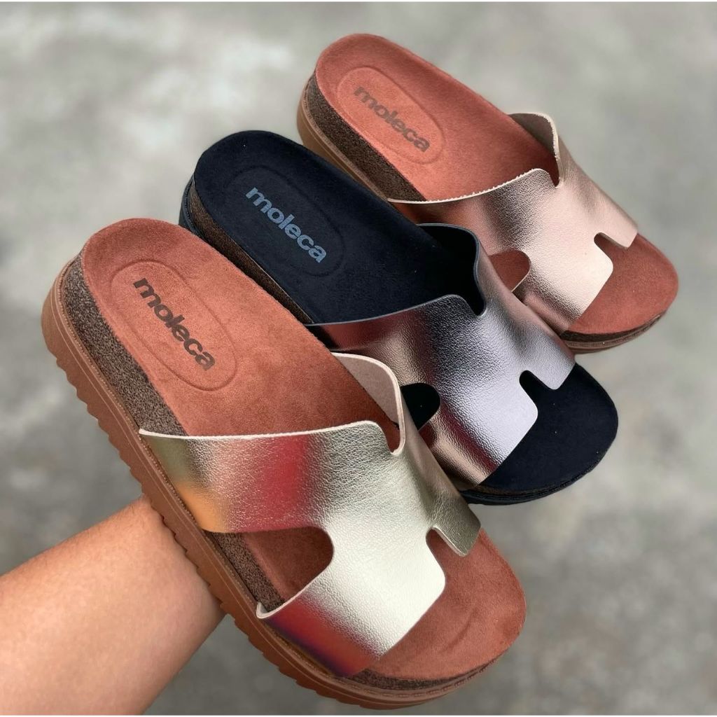 Chinelo Tira H Fashion Tamanco Slide Flatform Conforto Moleca 5500.100