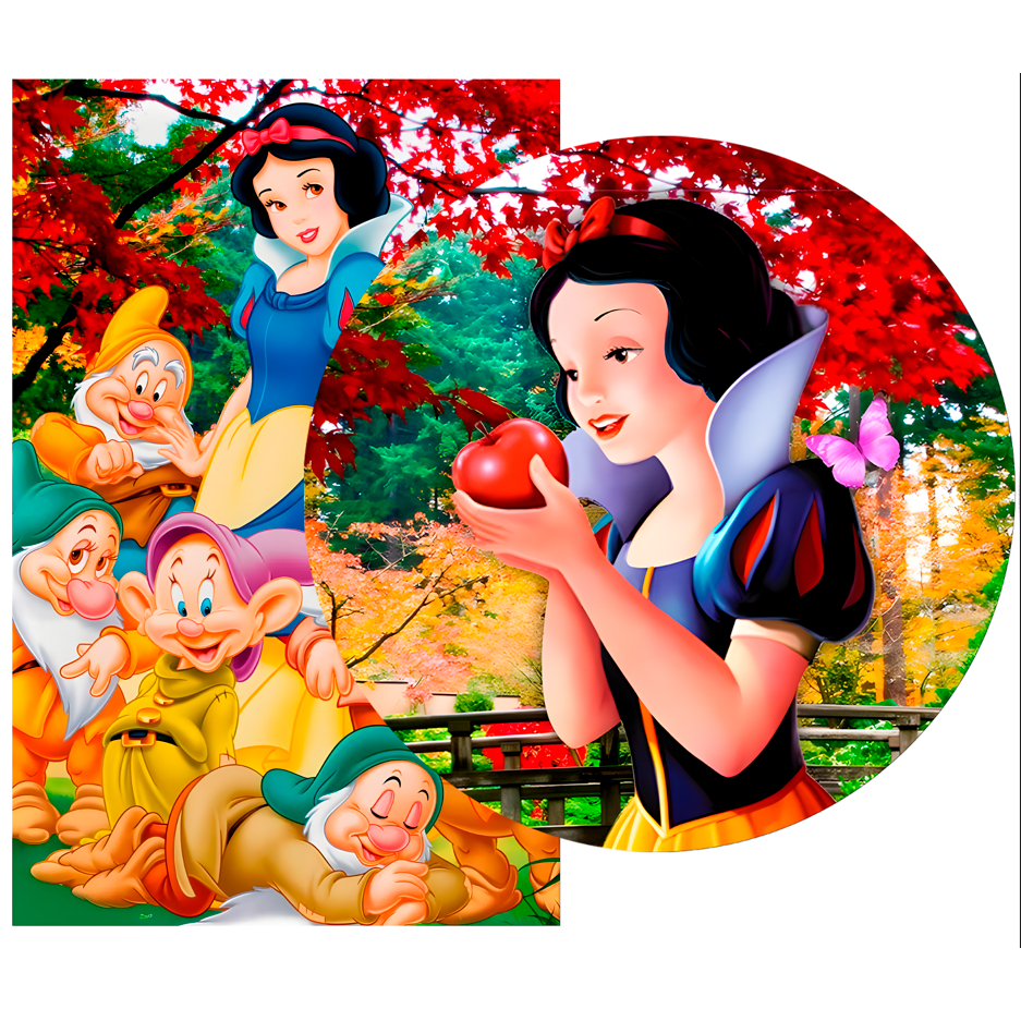 Capa Painel Redondo + Capa Painel Retangular Sublimação Decoração Tema Branca De Neve