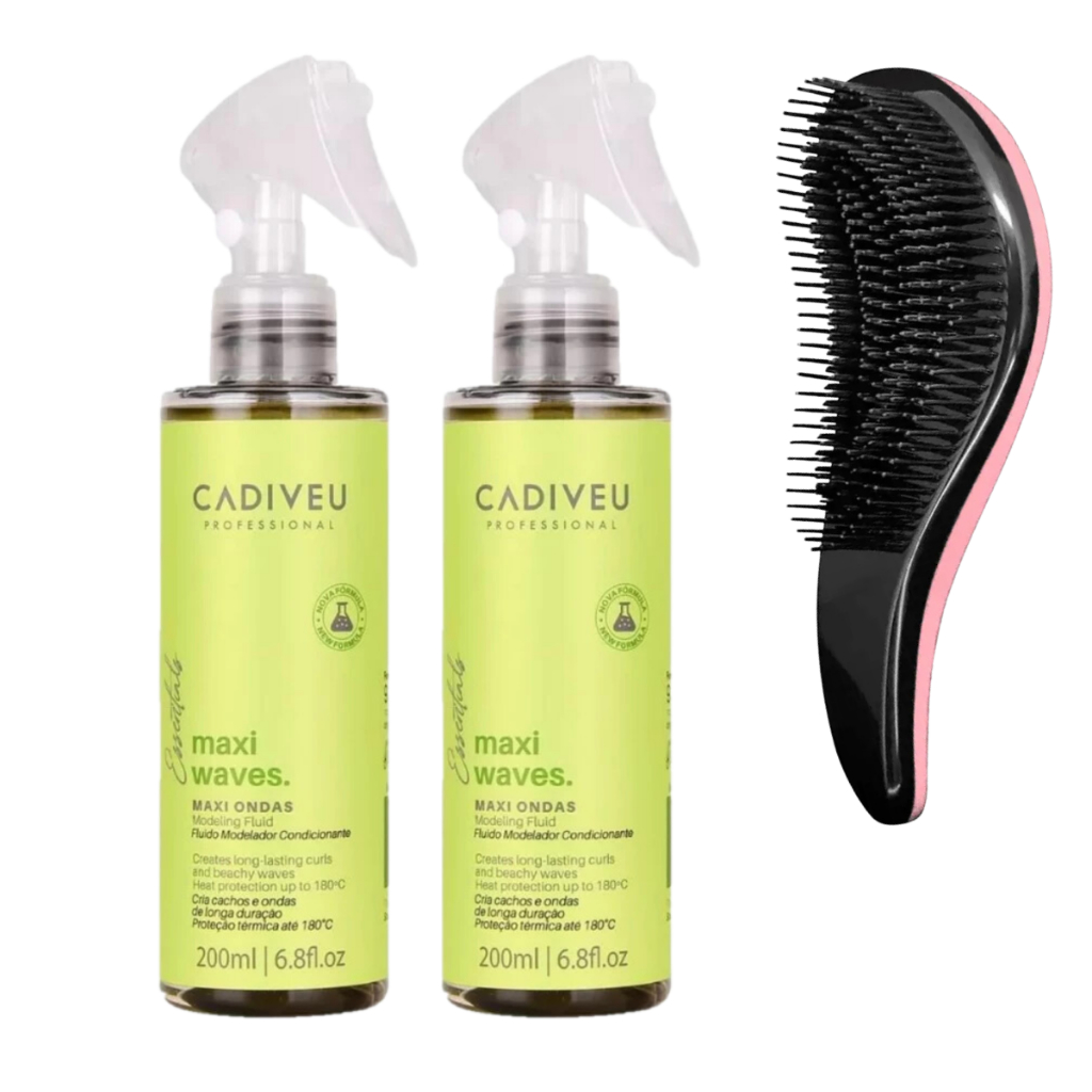 Kit Cadiveu Maxi Ondas Ativador de Cachos 2x200ml + Escova