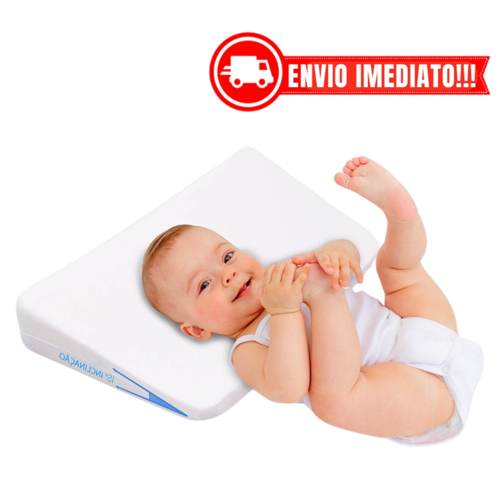 Travesseiro Anti Refluxo Rampa para Berço Bebê com Capa Lavável (Enchimento + Capa) (Grande 56x36)
