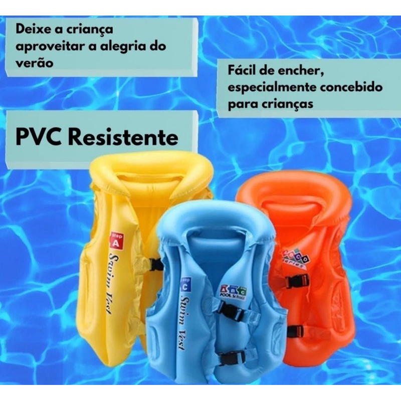 Boia Colete Infantil Inflável Salva Vidas Praia Piscina Crianças Bebês Natação Flutuador
