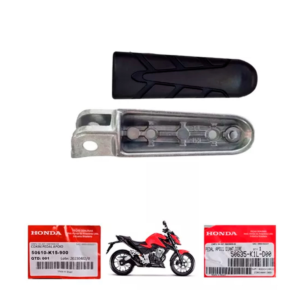 Pedaleira Dianteira + Borracha Direita Honda Para Honda Cb 300f Twister 2023 a 2026 Original