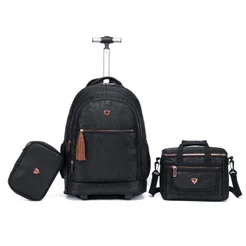 Kit Mochila Cavalera Rodinhas Escolar Estojo Reforçado Lancheira Espaçosa
