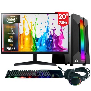 Computador Gamer completo 2Eletro Chroma, Intel Core i5, 8GB, SSD 256GB, Monitor 20" - PG2E-1008CH em Oferta na Shopee