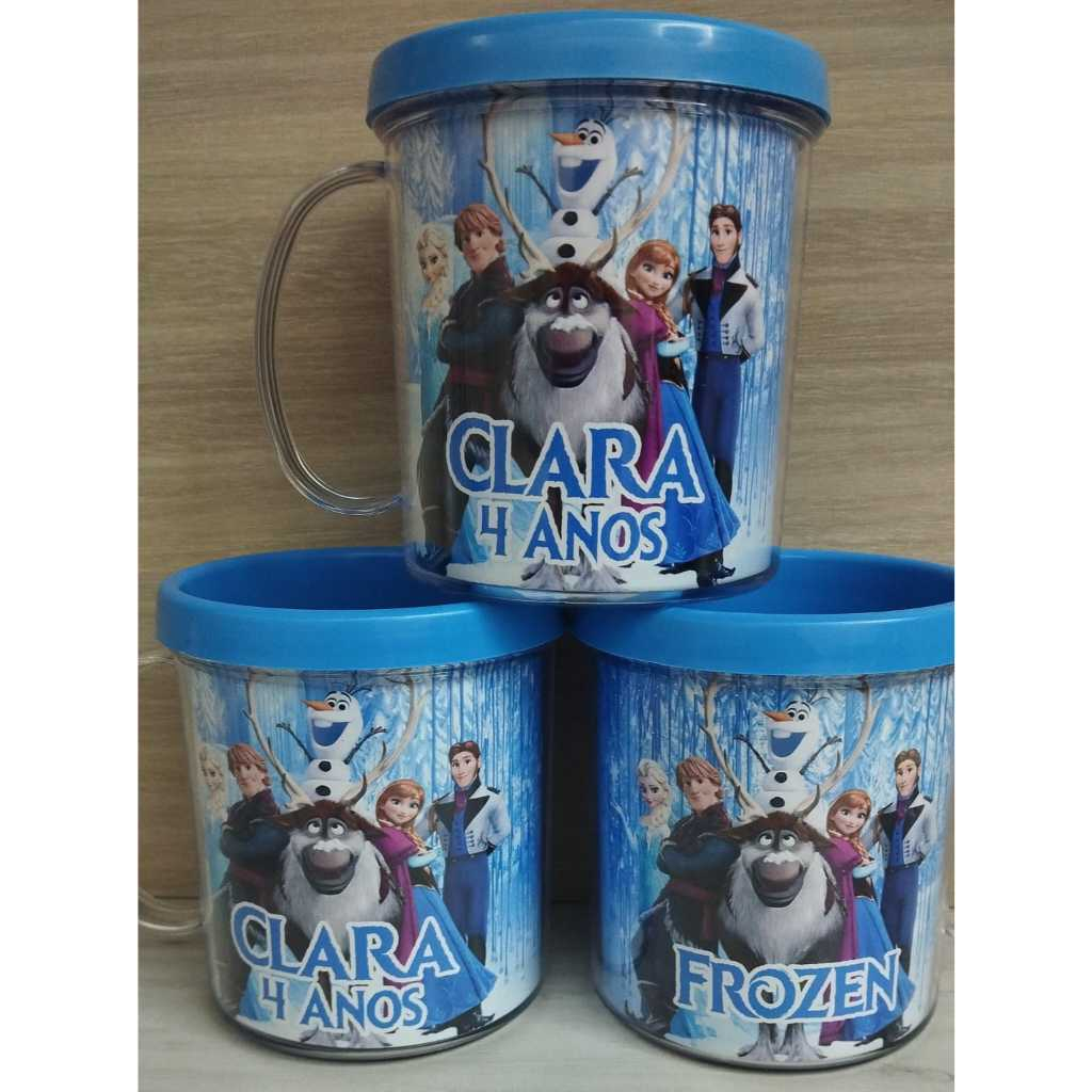 10 caneca acrílica personalizada para festa infantil lembrancinha Frozen