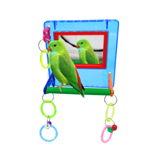 Brinquedo Toco Tucano Para Ring Neck E Calopsita Espelho Com Poleiro e Argolas Cor Azul em Oferta na Shopee