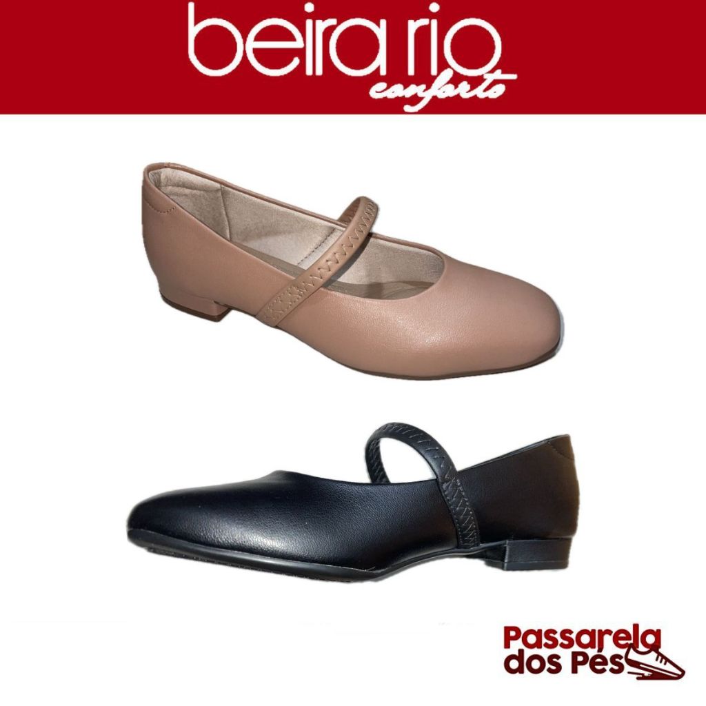 Sapato Feminino Beira Rio Boneca Salto Baixo Calce Fácil Ref:4318.102 em Oferta na Shopee