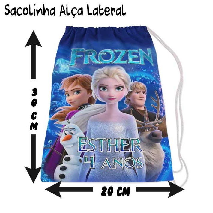Kit Mochilinha Sacolinha Mochila Saco Sacochila Saquinho Lembrancinha Brinde Aniversario Personalizadas FROZEN