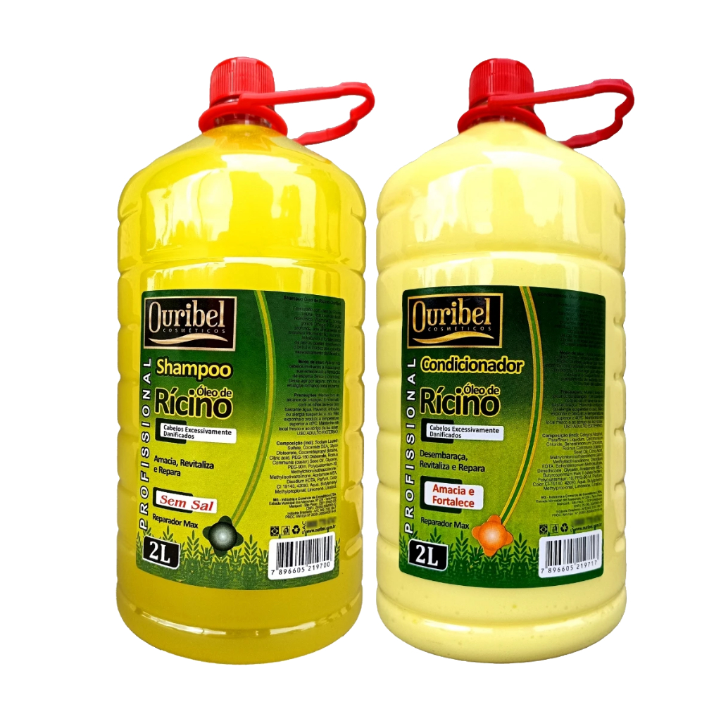kit shampoo e condicionador rícino ouribel 2 litros cada em Oferta na Shopee