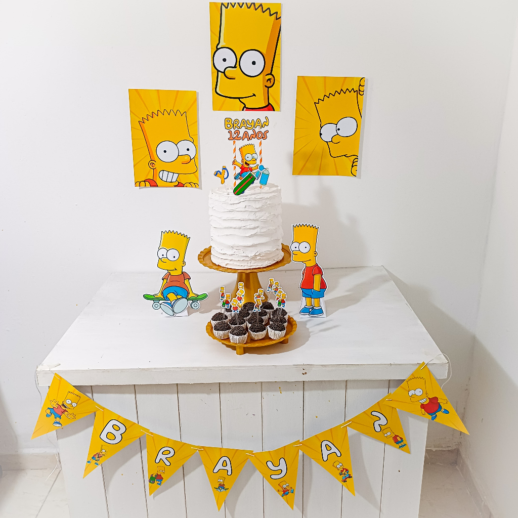 Kit Festa Bart Simpson Personalizado Só Um Bolinho Festa em Casa Aniversário Infantil adulto Mesversário  lembrancinha