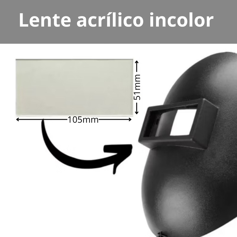Kit 10 unids Lente De Acrílico Retangular Incolor Transparente Para Máscara De Solda Proteção  
