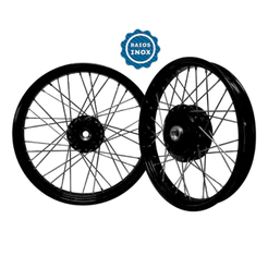 Par Roda Aro Preto Disco Cg Fan Titan 150 04/17 Raio Inox