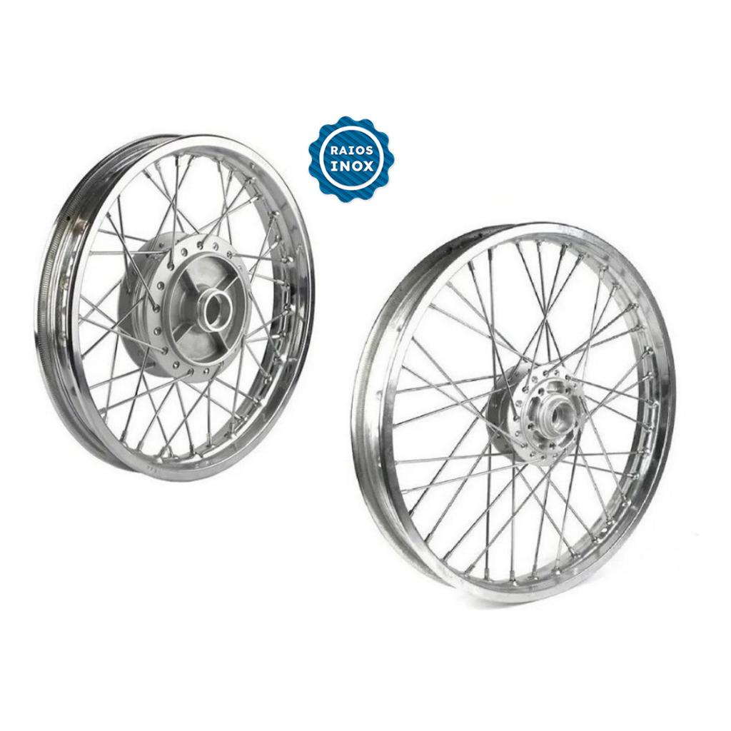 Jogo De Roda Raiada Titan Fan 150 04/13 Freio Á Disco Raio Inox