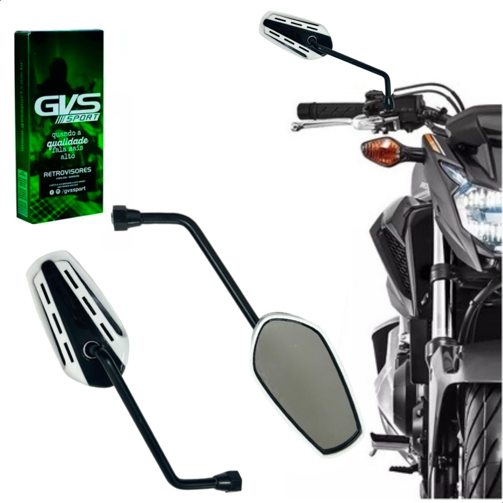Retrovisor Moto Gvs Gtx Lente Plana Diversas Cores em Oferta na Shopee