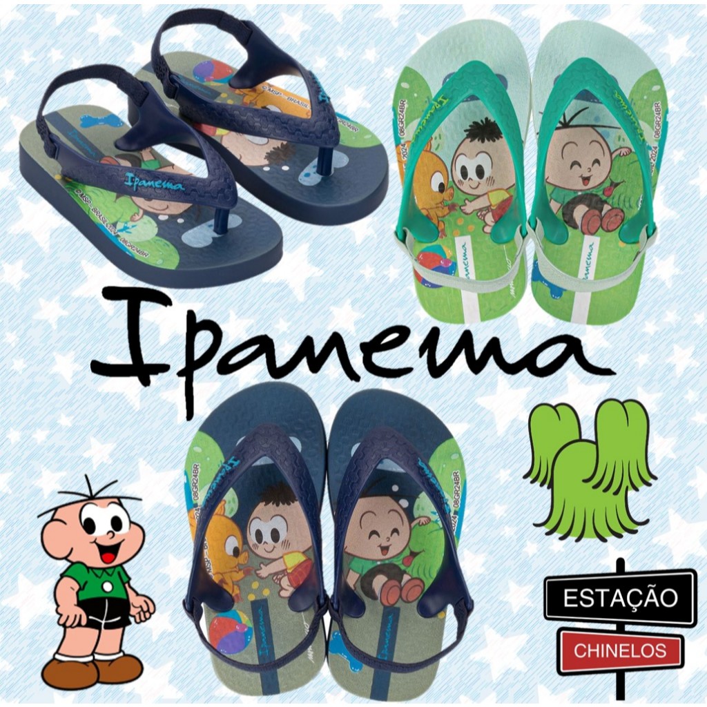 Chinelo Ipanema baby turma da Monica - Cebolinha - Casção - Original em Oferta na Shopee