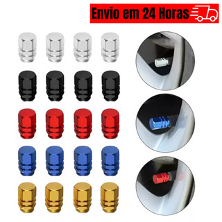 Kit 4 Peças Bico Tampinha Tampas Válvula De Pneu De Moto Carro Colorido