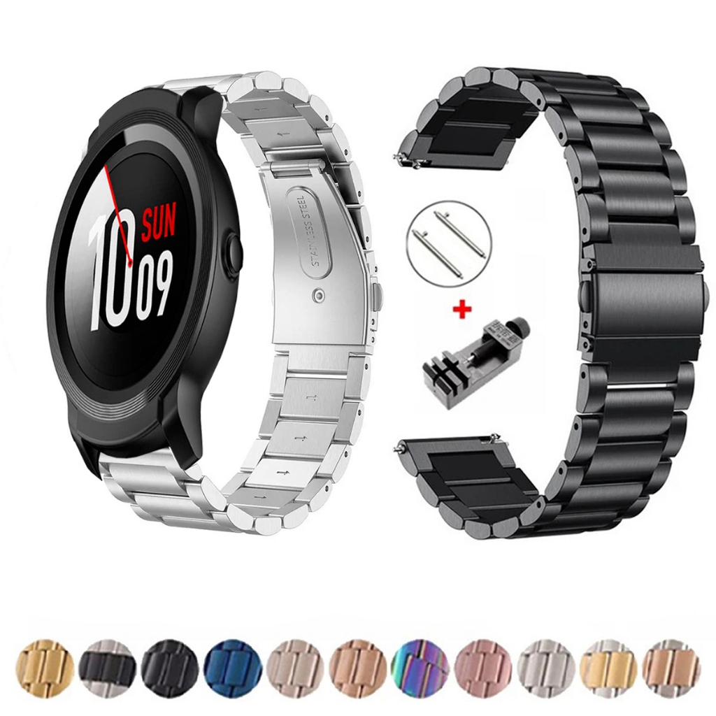 Pulseira de 22mm Metal Elos de aço inox para Ticwatch E2 de Engate Rapido