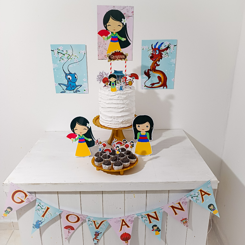 Kit Festa Mulan Personalizado Só Um Bolinho Festa em Casa Aniversário Infantil adulto Mesversário  lembrancinha