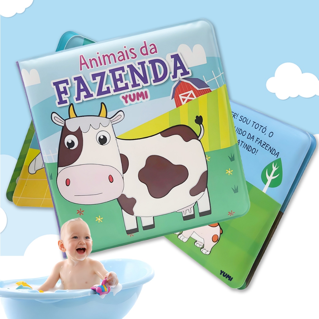 Livro Animais Da Fazendinha | Molhe E Veja A Mágica Acontecer Diversão Na Hora Do Banho - Para Bebês