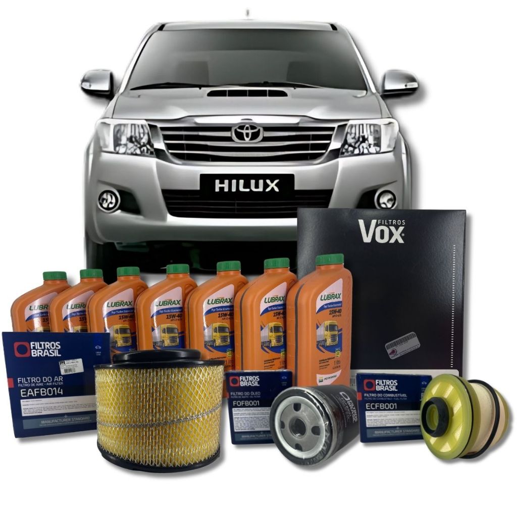 Kit Revisão Toyota Hilux 3.0 2005 2006 2007 2008 2009 2010 Óleo 15W40 CI-4 Top Turbo Lubrax em Oferta na Shopee