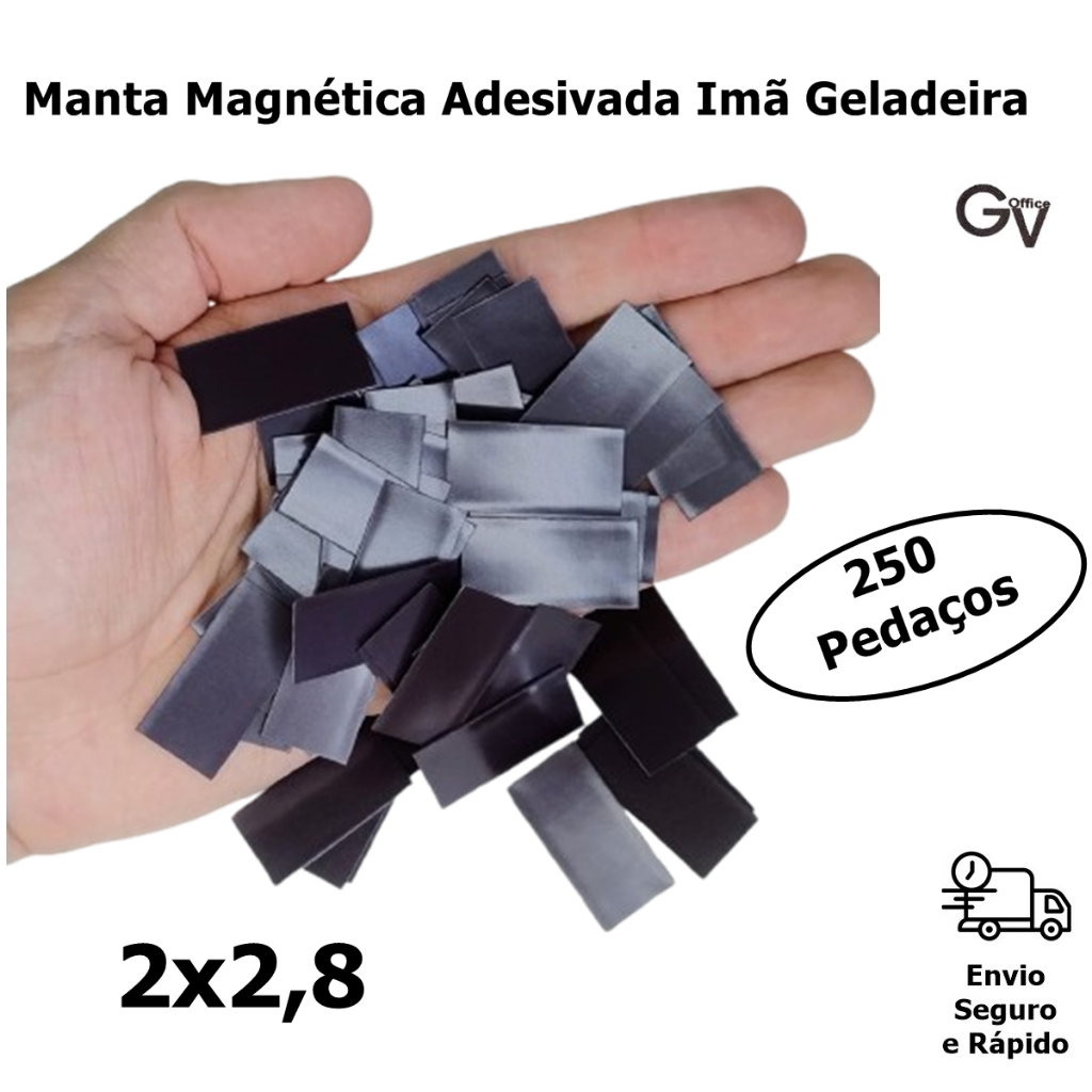 Manta Magnética Adesivada Imã Geladeira 250 pedaços 2x2,8 cm Gv Home em Oferta na Shopee