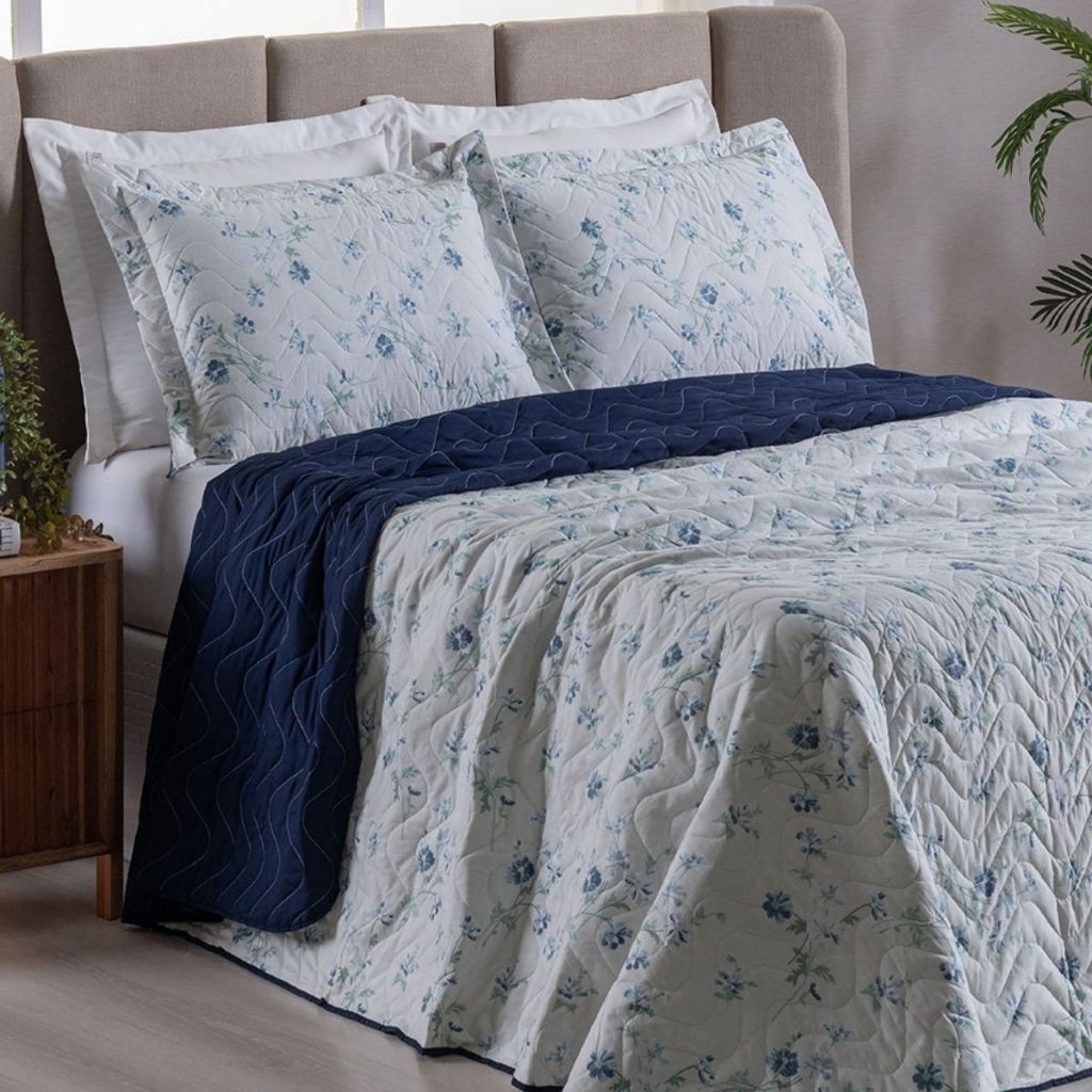 Cobre Leito Colcha Queen 3 Peças Dupla Face Colori Hipercal 200 Fios Matelado