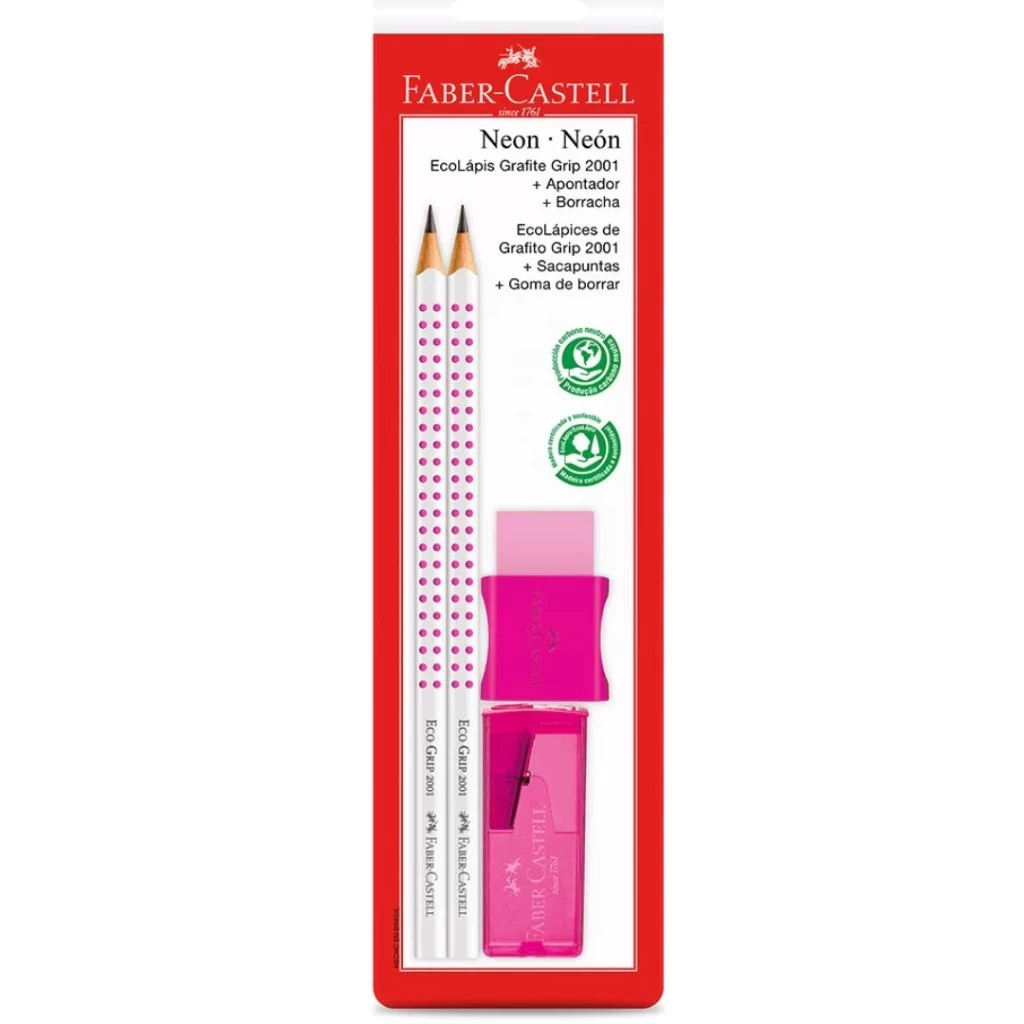 🎒 Kit Escolar Faber-Castell Rosa Neon - Perfeito para Estudos com Estilo! 💖 em Oferta na Shopee