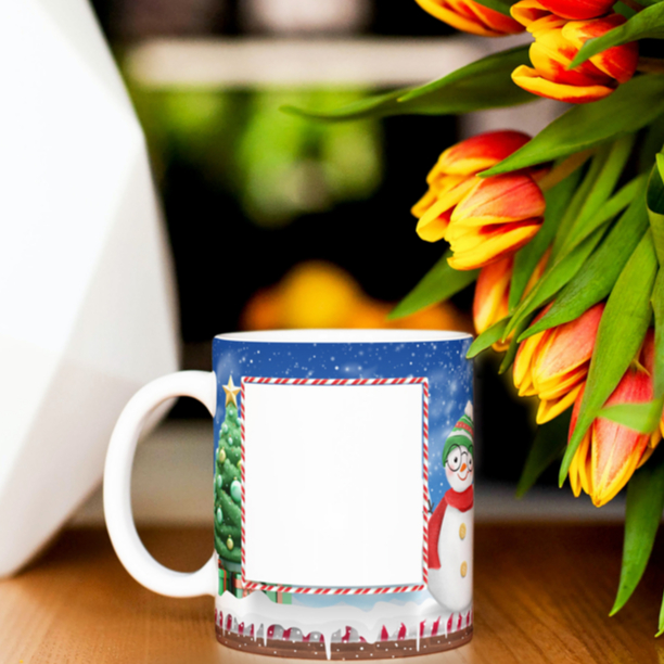 Caneca Ceramica/Polimero - Caneca de natal com sua imagem - Personalizada 325ml