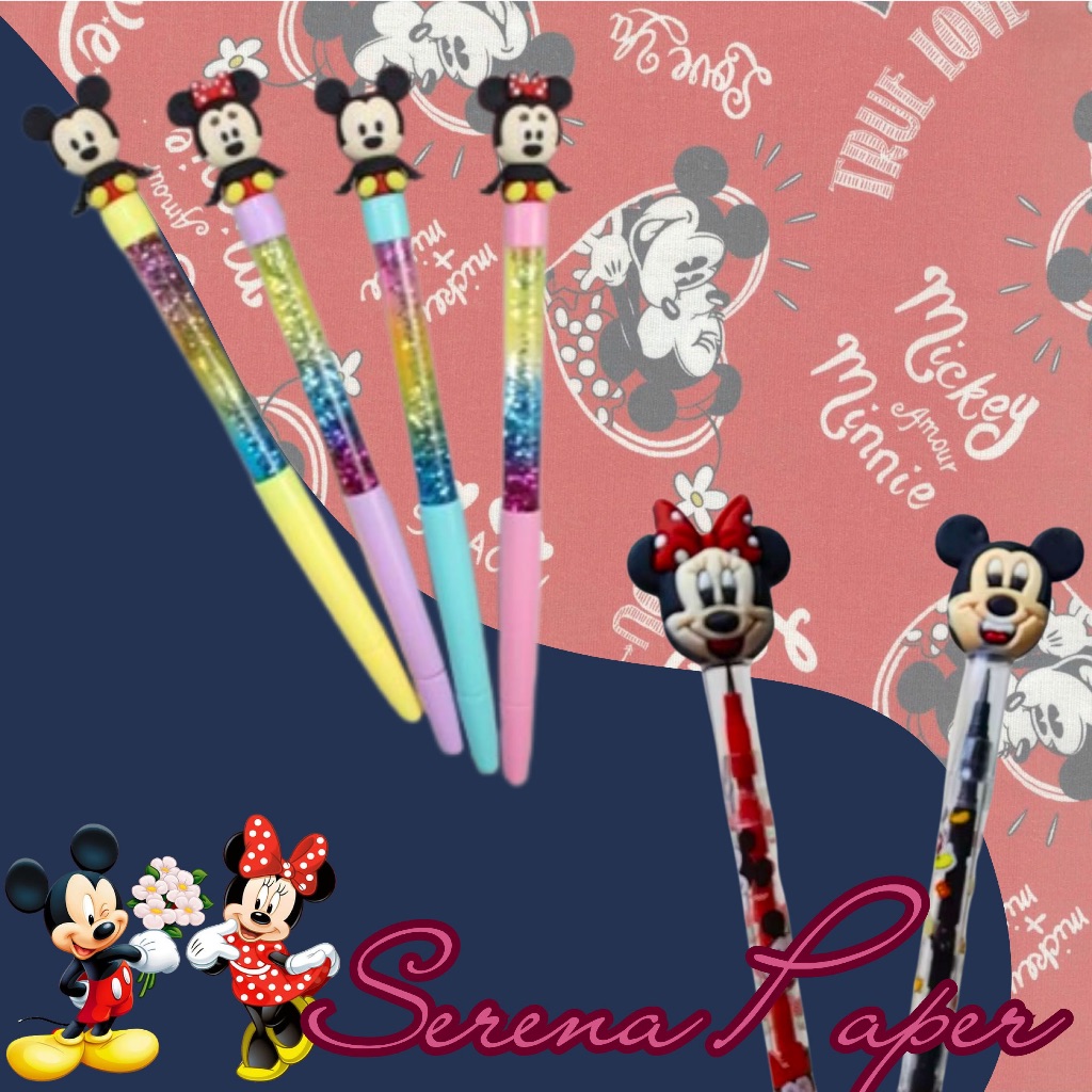 KIT MICKEY (1 LAPISEIRA TROCA PONTA + 1 CANETA COM ÁGUA E GLITTER) / PAPELARIA FOFA KAWAII