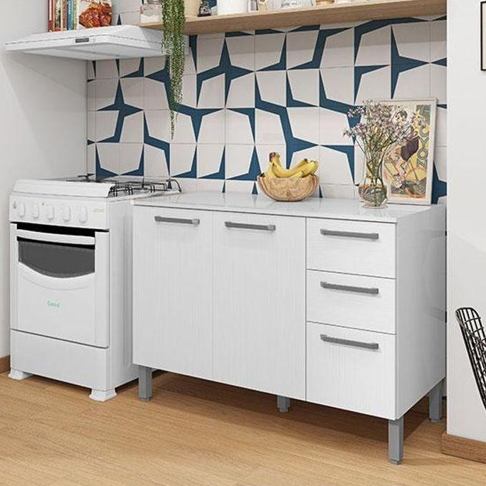 Balcão De Pia Mad Versalhes 120 Cm Com Tampo Branco Supremo - Kits Paraná em Oferta na Shopee