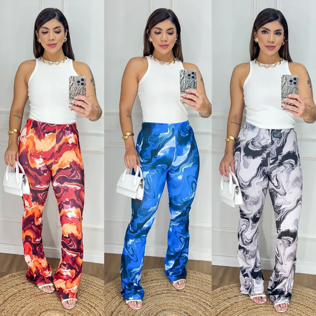 Calça legging flare bailarina Tie Dye - Calça suplex poderosa. P-M-G em Oferta na Shopee