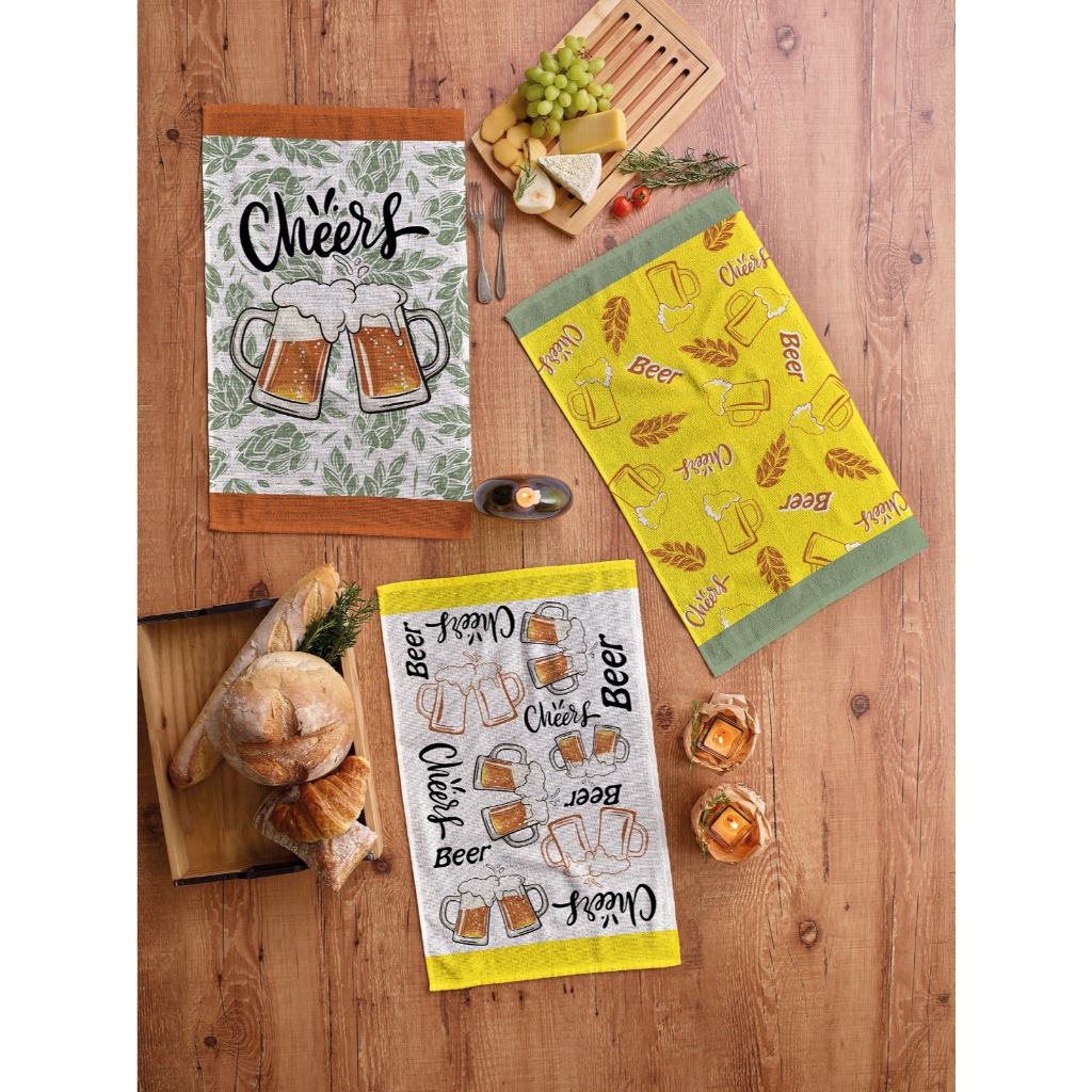 Kit 10 Panos de Prato Copa Atoalhado Teka Primore 100% Algodão Estampados