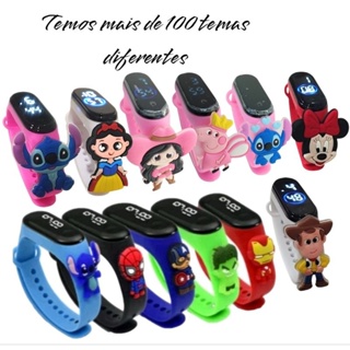 Relógio infantil/relógio digital LED infantil Á prova DÀgua desenho temas para criança/menino/menina em Oferta na Shopee