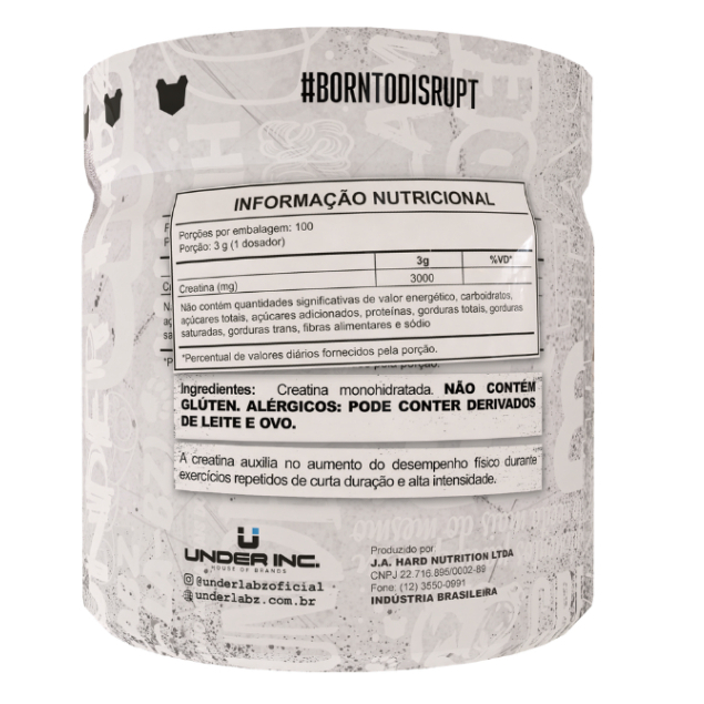 Detalhes do Kit Whey Crush 900g Refil + Creatina Monohidratada 300g Sem Sabor Under Labz