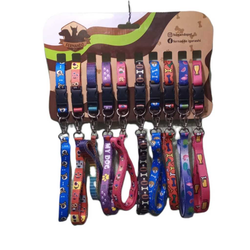 Coleira para Cães com Guia | Coleira com Ajuste para cães Pequeno e Médio Porte | Coleira Estampada. em Oferta na Shopee