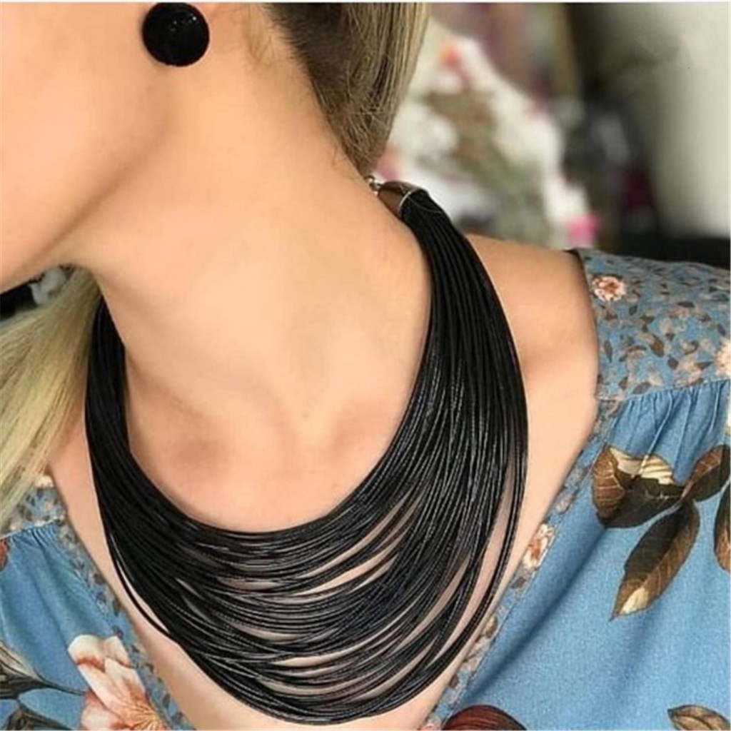 Colar Feminino Maxi Kit Com Brinco Com Fio Encerado
