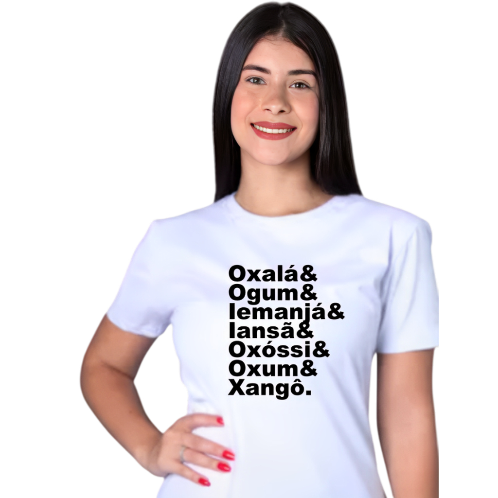 Camisa POLIÉSTER Oxalá & Ogum & Iemanjá & Iansã & Oxóssi&  Oxum & Xangô. Frase Promoção Oferta