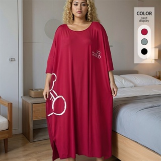 Mulheres de tamanho grande longa vestidos noturnos finos de manga curta pijamas de roupas domésticas soltas em Oferta na Shopee