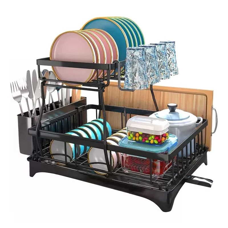 Opulent Oasis>>Escorredor de Louças Rack Aço Carbono Organizador Preto