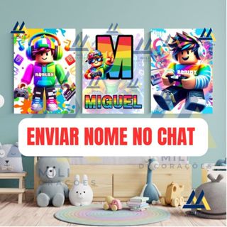KIT PLACA DECORATIVA PERSONALIZADA ROBLOX AQUARELA (medida 28.5x20) KIT COM 3 UNIDADE em Oferta na Shopee