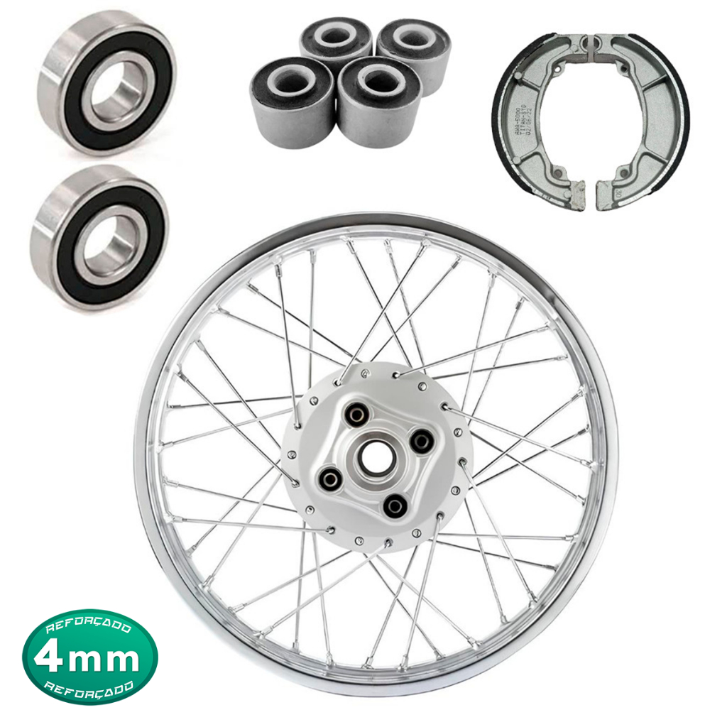 Roda Traseira Titan 125 2000/2004 Fan 125 2005/2008 Montada e Alinhada + Patim Freio/Rolamento/Bucha Roda Traseira Titan 125 2000/2004 Fan 125 2005/2008 Montada e Alinhada + Patim Freio/Rolamento/Bucha