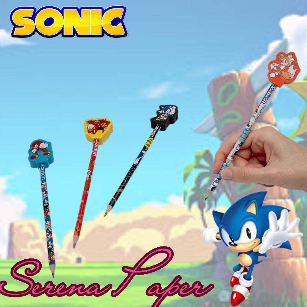 LÁPIS GRAFITE HB COM BORRACHA SONIC / SEGA / LEO&LEO / PAPELARIA FOFA KAWAII / MATERIAL ESCOLAR em Oferta na Shopee