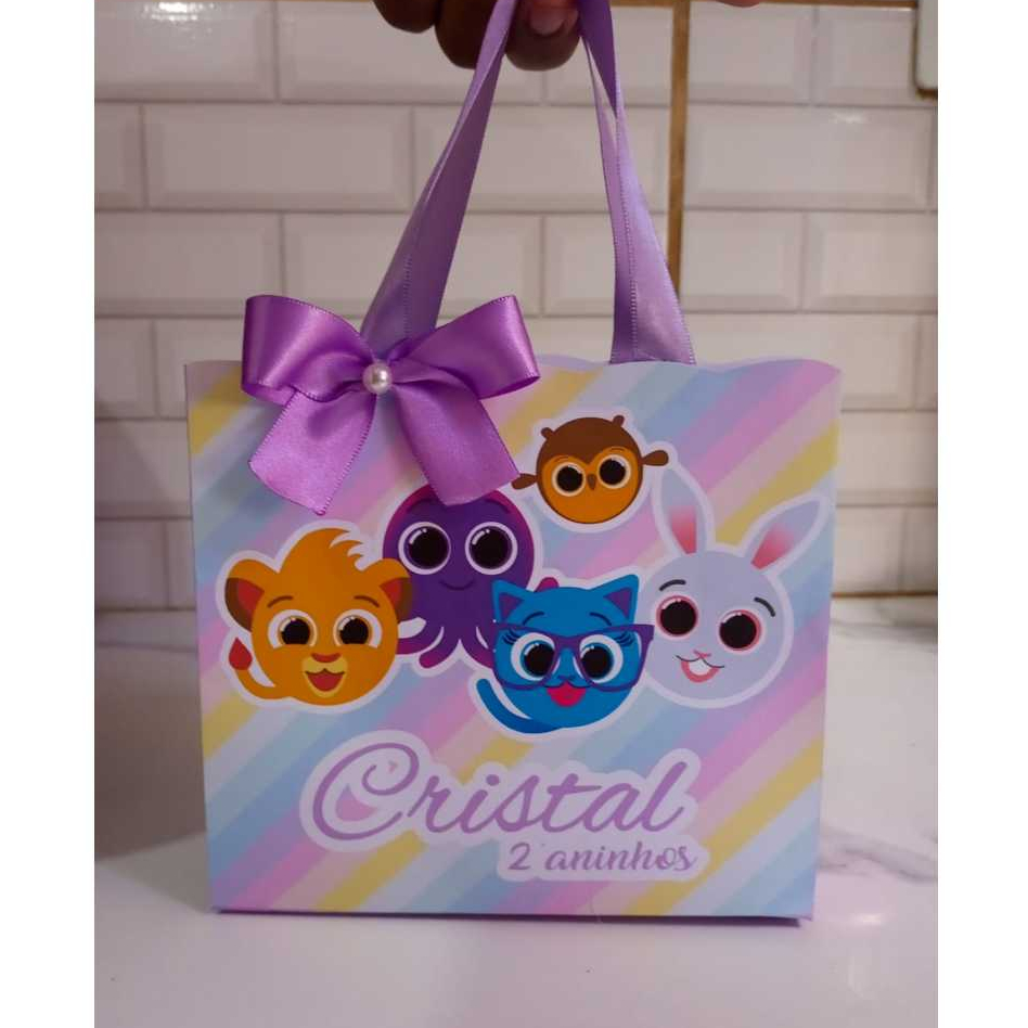 Sacolinha Personalizada do Bolofofos Menina Lilás -  lembrancinhas personalizadas para festa caixinhas