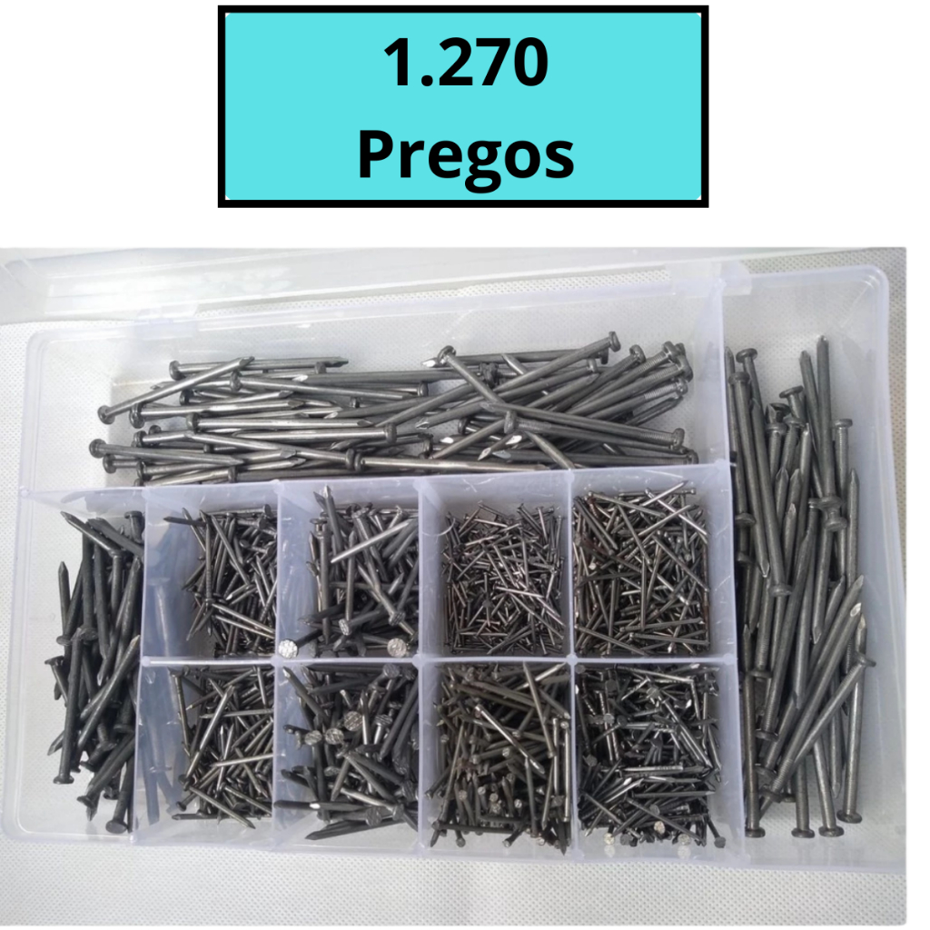 Kit Popular Com 1.270 Pregos Variados Com e Sem Cabeça Mais Caixa Organizadora em Oferta na Shopee