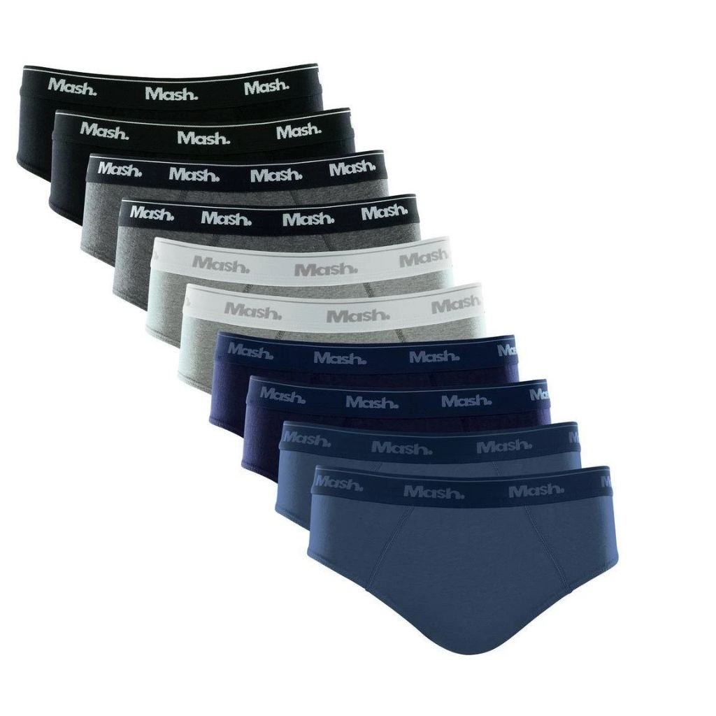Kit 10 cuecas Mash Slip algodão elástico aparente