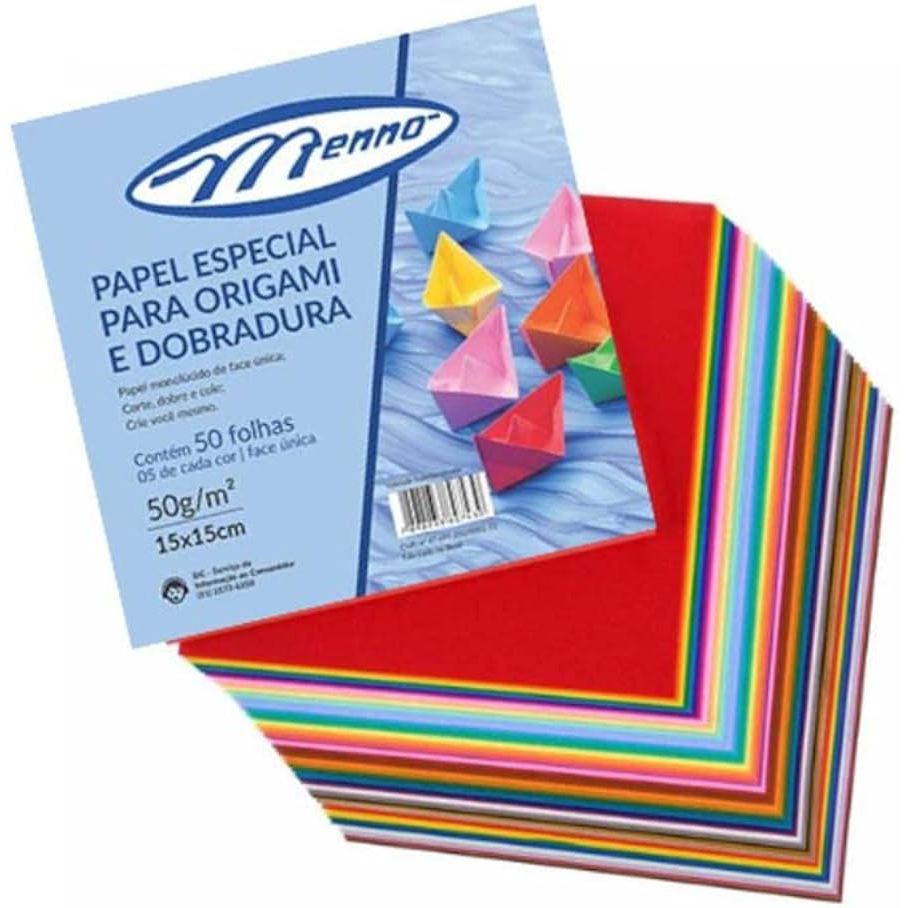Papel Especial para Origami e Dobradura Colorido 50 folhas 50g/m² Menno em Oferta na Shopee