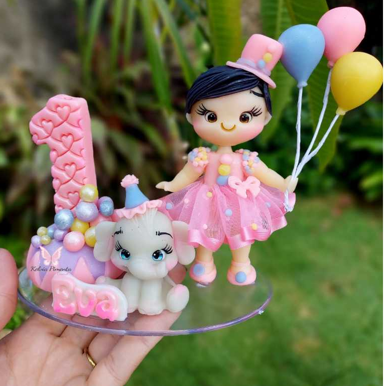 Topo de bolo tema circo rosa vela circo rosa velinha de aniversario circo rosa em biscuit