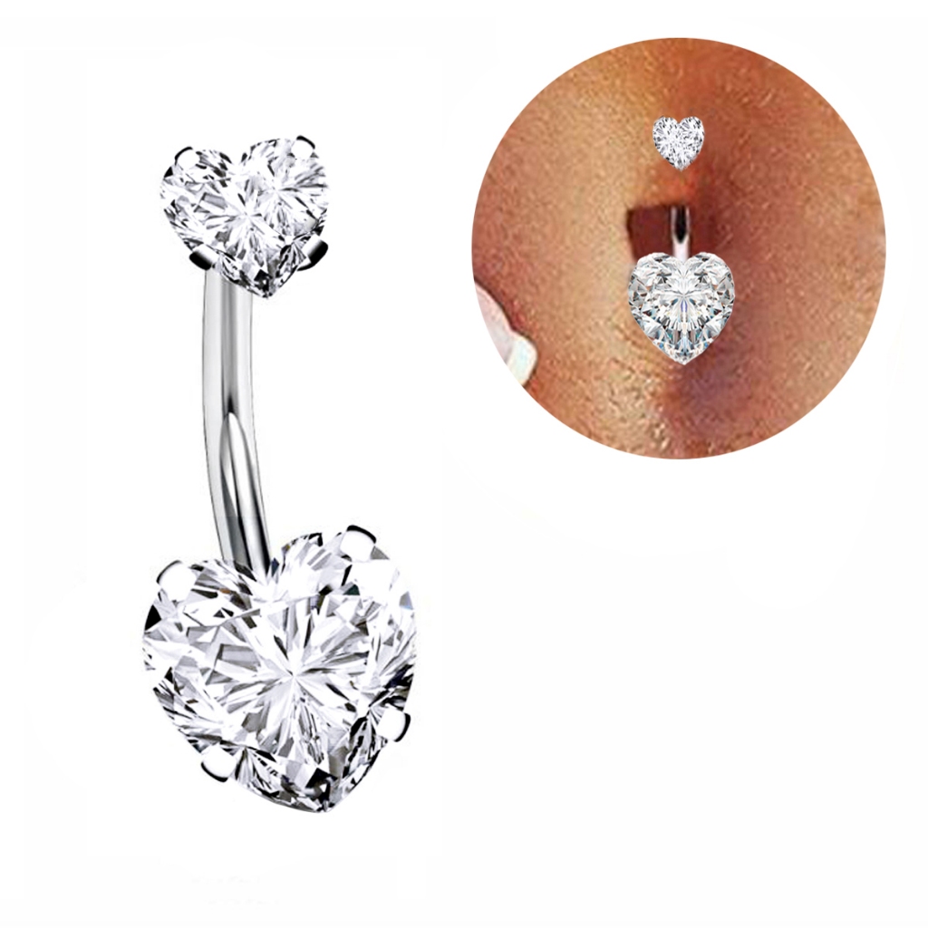 Piercing de Umbigo Titânio Coração Zircônia Jóia Hipoalérgica em Oferta na Shopee